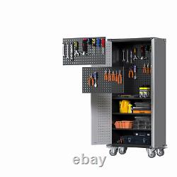 Double Colored Rolling Metal Storage Cabinet with 2 Peg Board for Storage