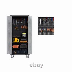 Double Colored Rolling Metal Storage Cabinet with 2 Peg Board for Storage