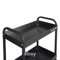 Frontier Utility Tool Cart Heavy Duty Rolling Black Powder Coated Frame 2 Tray