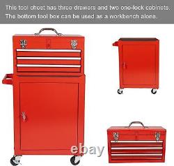 Functional Garage Tool Box & Cabinet with 3 Drawers Rolling Tool Garage Chest