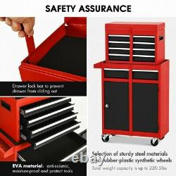 Functional Tool Chest Cabinet 5 Drawer Rolling Garage Tool Organizer Black & Red
