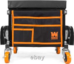Garage Glider Rolling Tool Chest Seat withStorage Pouch Drawer Shop Mechanic Stool