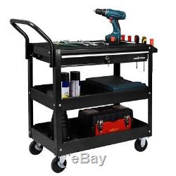 Garage Tool Storage Utility Cart 37 in. 1 Drawer Heavy Duty Rolling Steel Black