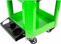 Green Black Work Stool Rolling Toolbox Seat Shop Storage Creeper Mechanic Garage