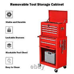 Gymax 2 In 1 Rolling Cabinet Storage Chest Box Garage Toolbox Organizer With 6