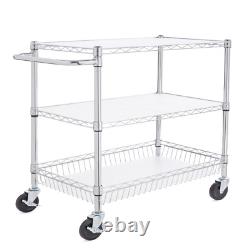 HEAVY DUTY Durable Shelf Wire Utility Rolling Cart 3 Tier Multi Purpose Storage