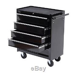 HOMCOM Five-Drawer Black Storage Cabinet Rolling Toolbox withFour Casters