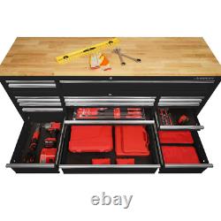 HUSKY TOOL CHEST MOBILE ROLLING GARAGE WORKBENCH with Solid Wood Top 72 in Storage