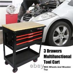 Heavy Duty 3-Drawer Rolling Mechanics Tool Cart Utility Storage Cabinet