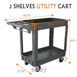Heavy Duty 40 Utility Service Cart 550 LBS Capacity 2 Layers Rolling Tool Cart