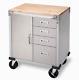 Heavy Duty Rolling Cabinet Tool Storage Small Chest Metal Wood Top Box 4 Drawers