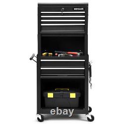 High Capacity 6-Drawer Rolling Tool Chest Home Cabinet Toolbox Combo with Riser