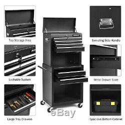 High Capacity 6-Drawer Rolling Tool Chest Storage Cabinet Toolbox Combo with Riser