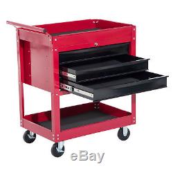 HomCom Rolling Cabinet Drawers Work Top Tool Chest Red Storage Box