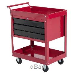 HomCom Rolling Cabinet Drawers Work Top Tool Chest Red Storage Box