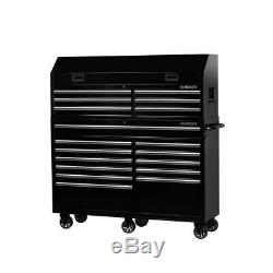 Husky 18 Drawer Tool Box and Rolling Cabinet Combo with Integrated Power Strip