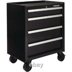 Husky 26 in. W 4-Drawer Rolling Cabinet Tool Box Chest Organizer in Gloss Black