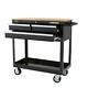 Husky 36 In. W 3-drawer Rolling Tool Cart In Gloss Black With Hardwood Top