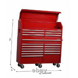 Husky 61 in. W 18-Drawer Combination Tool Chest and Rolling Cabinet Set in Red