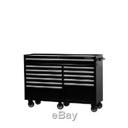 Husky 61 in. W x 18 in. D 18-Drawer Tool Chest and Rolling Cabinet Combo Black