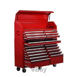 Husky Chest and Rolling Cabinet Combo 61 in x 18 in 18 Drawer Tool Red with Side