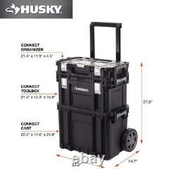 Husky Connect System 22 Rolling Tool Cart + Tool Box + Small Parts Organizer