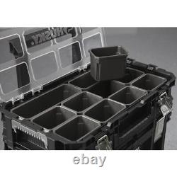 Husky Portable Tool Box 22.2X14.69X27.56 Plastic 3-Piece System Rolling Black