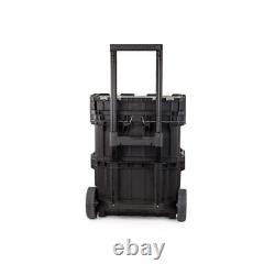 Husky Portable Tool Box 22.2X14.69X27.56 Plastic 3-Piece System Rolling Black