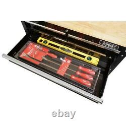 Husky Rolling Tool Cart 36x17 3-Drawer Hardwood Top Standard Duty Gloss Black
