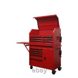 Husky Tool Chest 12 Drawer Rolling Cabinet Set 44 Extended Side Table Matte Red
