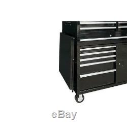 Husky Tool Chest Rolling Cabinet Set 41 in. W 12-Drawer Side Table Gloss Black