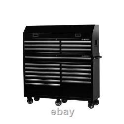Husky Tool Chest Rolling Cabinet Set 61-Inch W 18-Drawer Combination Gloss Black
