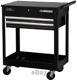 Husky Tool Storage Cabinet Metal Rolling Utility Cart 28 in. 2-Drawer Chest Box