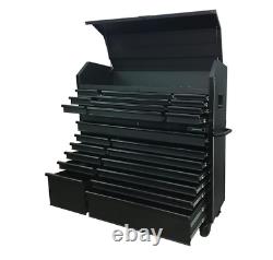 Husky Tool Storage Cabinet Set 23-Drawer Chest Rolling Wheels Steel Black Matte