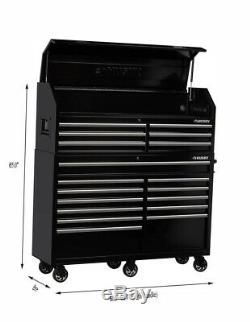 Husky Tool Storage Chest Rolling Cabinet Combo 61 in. W 18-Drawer Black Finish