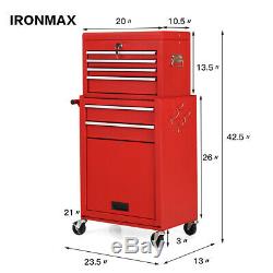 IRONMAX 2 in 1 Rolling Cabinet Storage Chest Box Garage Toolbox
