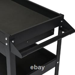 IRONMAX Three Tray Tool Cart Organizer Rolling Utility Decker with Drawer Black