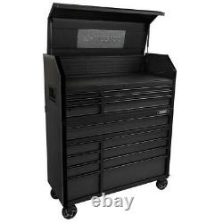 Industrial 15 Drawer Tool Chest and Rolling Cabinet with LED Light in Black