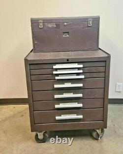 Kennedy 7 Drawer Brown Cabinet Rolling Tool Box Chest Cabinet Workstation Nice