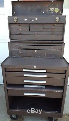 Kennedy machinist tool cabinet 526 w rolling box 297 vintage MC-28 drawer riser
