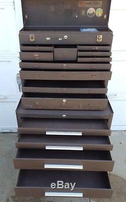 Kennedy machinist tool cabinet 526 w rolling box 297 vintage MC-28 drawer riser