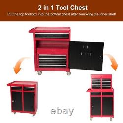 Koreyosh 2-in-1 Utility Rolling Tool Organizer Chest Storage Cabinet with5 Drawers