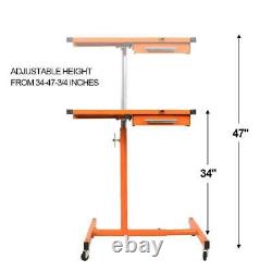 LT018 Heavy Duty Adjustable Work Table with Drawer, 220 lbs Capacity Rolling Tool
