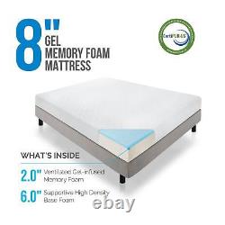 LUCID 6, 8, 10, and 12 Inch Gel Memory Foam Mattress Twin Full Queen and King