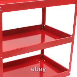 Large Capacity 3 Tiers Rolling Tool Storage Cart Portable Utility Tool Cart Red