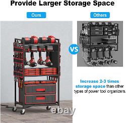 Large Power Tool Organizer Cart Charging Station Garage Floor Standing Rolling