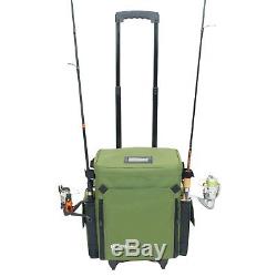 Large Tackle Bag Fishing Tool Rolling Box With Wheels Roller Wheeled Large Pole