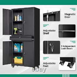 Letaya Metal Garage Storage Cabinet with Wheels, 72 Rolling Tool Cabinet with 4