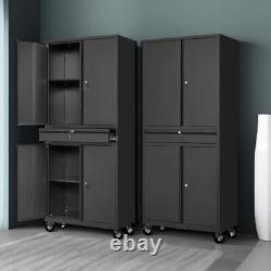 Letaya Metal Garage Storage Cabinet with Wheels, 72 Rolling Tool Cabinet with 4