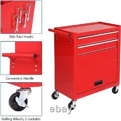 Lockable Rolling Tool Chest Tool Storage Cabinet Tool Box with 8 Drawers Red